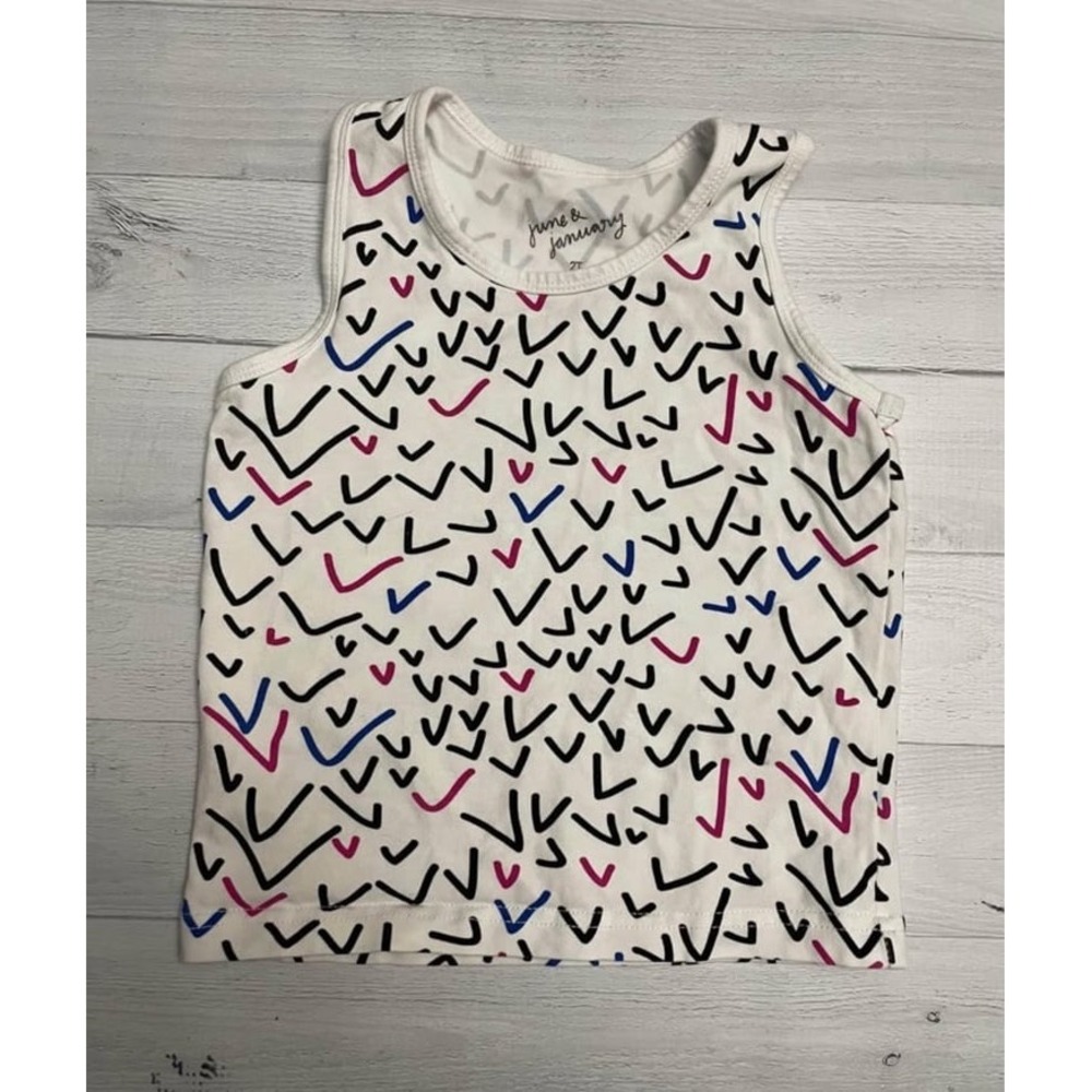 June & January toddler girls white black pink‎ tank top 2T